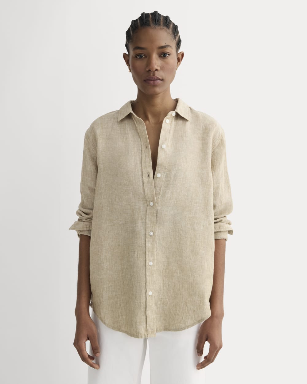 Women Linen Shirt, Oat meal