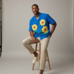 Men Linen Sunflower Shirt.