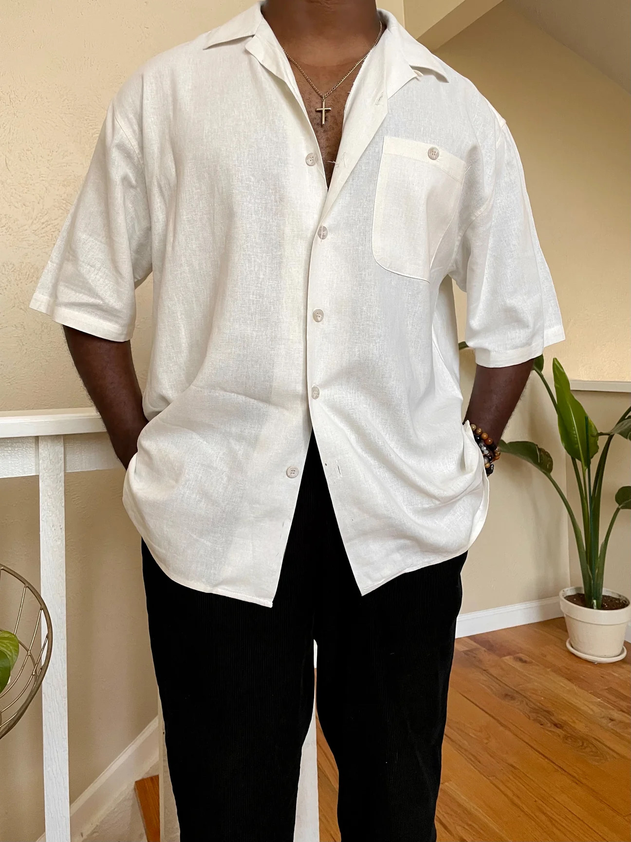 Elite Ivory Men Linen Shirt.