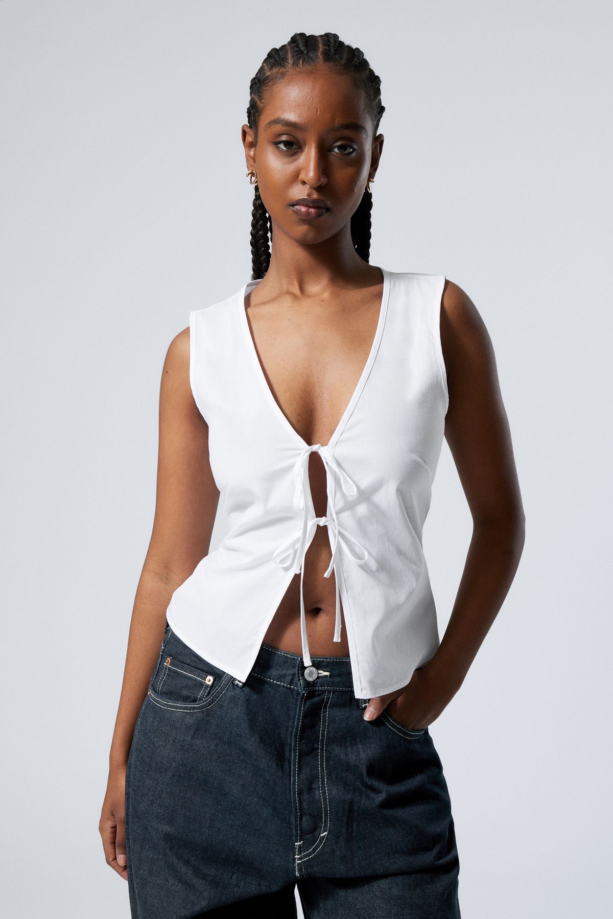 Kerry Front Tie Linen Top